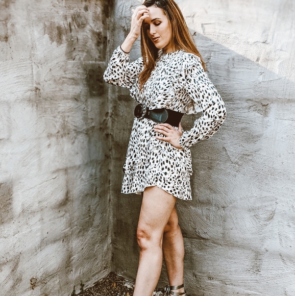 NWT Fall Boho Leopard Print Mini Dress S:S-M - Picture 5 of 13